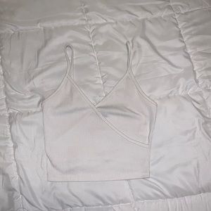white crossbody crop top